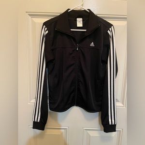 Adidas black 3 stripe straight bottom track/tennis jacket size Medium